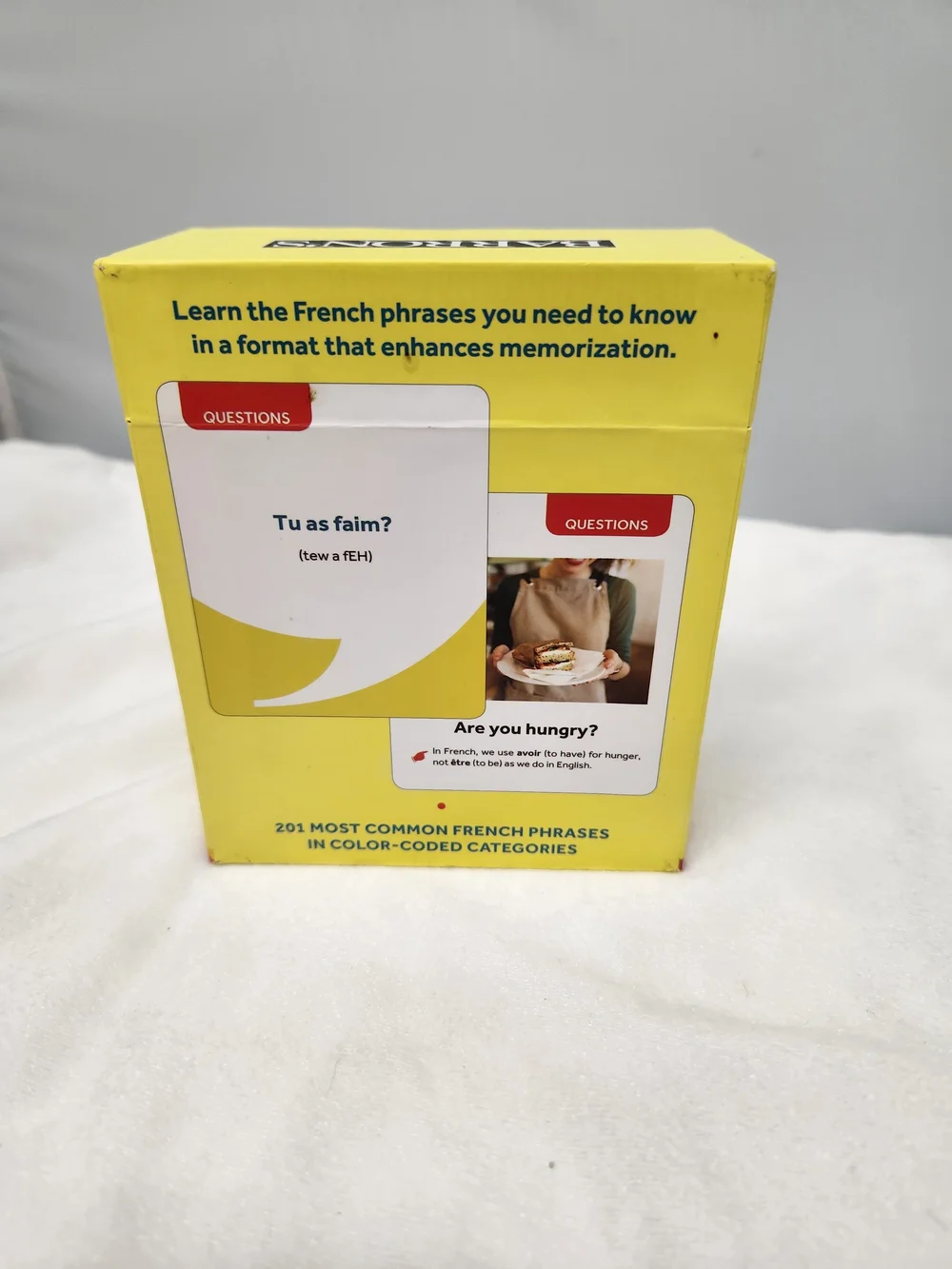 Barron's 201 French Phrases Card Deck - Yellow